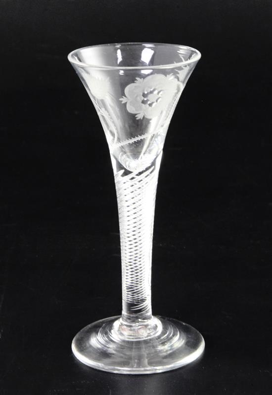 An airtwist ale glass, c.1750, height 15.5cm